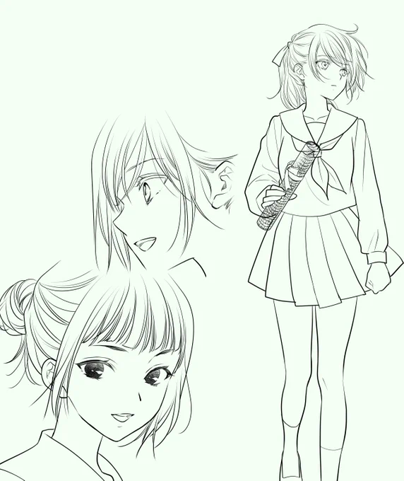単行本描きおろし漫画ペン入れ🖋️

ってこれ反転して描いてたらぶち抜きの紗月の髪の分け目間違えてた…(今気づいた)
直します😭 
