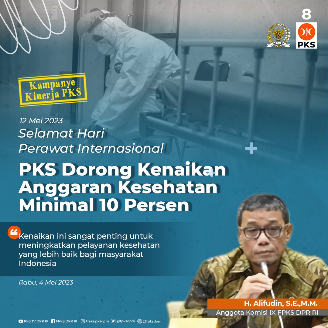 FPKSDPRRI's tweet photo. Selamat Hari Perawat Internasional 
12 Mei 2023

Fraksi PKS senantiasa berkomitmen memperjuangkan kesejahteraan tenaga medis dan tenaga kesehatan di Indonesia. https://t.co/AcxuRIw7rd