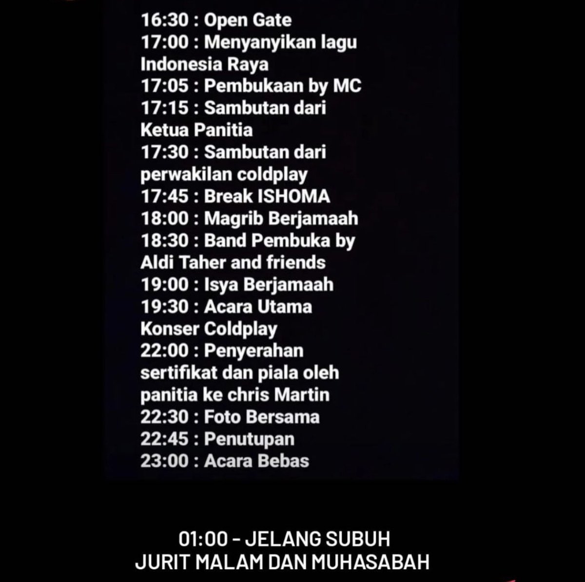 juliuzickboy's tweet photo. BOCORAN RUNDOWN KONSER COLDPLAY https://t.co/N5LmgiywXl