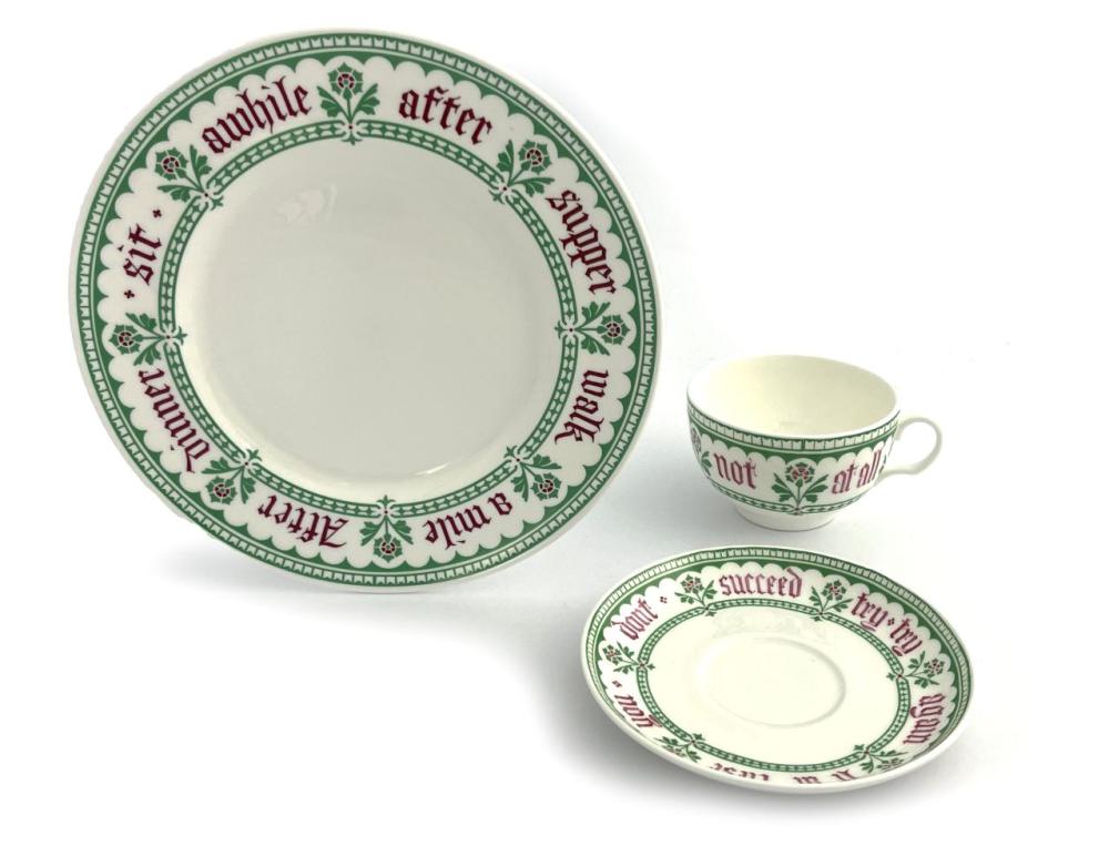 A #GothicRevival prototype #cup, #saucer &amp; #plate in the ‘proverb’ design. Designed by
#AWNPugin for #Minton &amp; #RoyalCrownDerby.
✨Some pieces were never put into production.

👉 Next #auction. 20th May 2023,lot 689. Price: £ 350-450. @Kinghamsauction

#pugin #gothicrevivaldesign