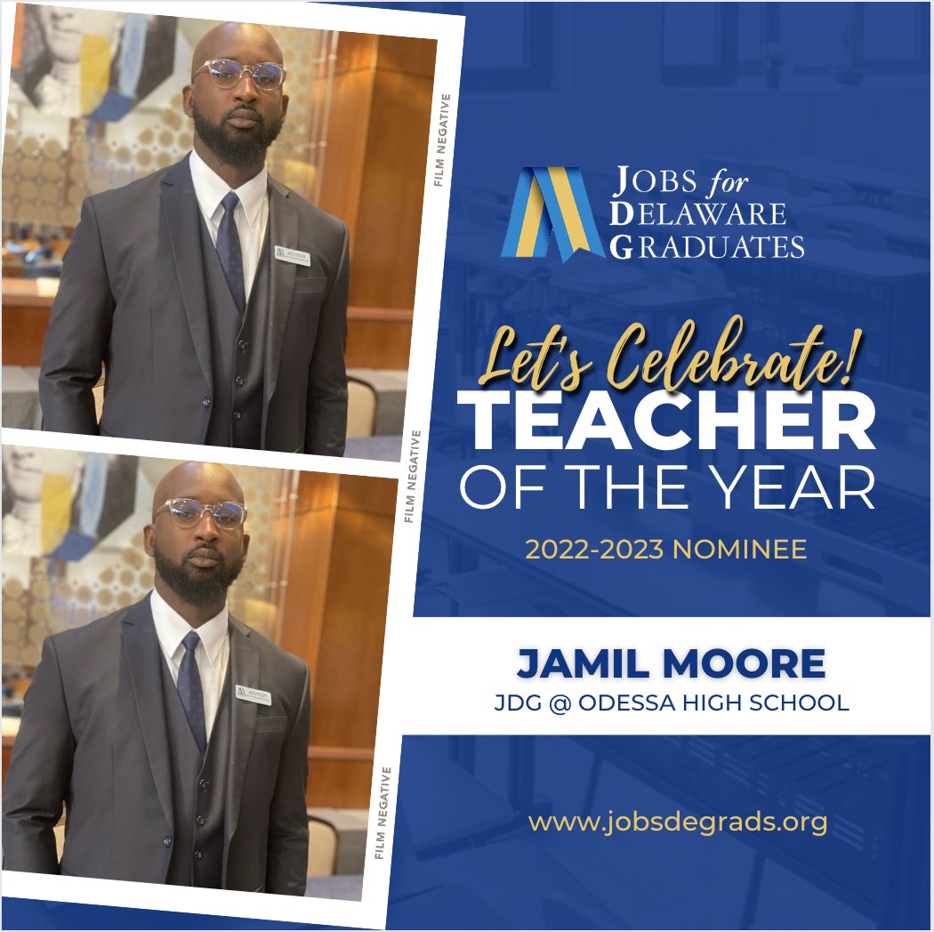 For National Teacher Appreciation Week, JDG is shining a light on the 2022-2023 JDG Teacher of the Year Award nominees! 

Help us celebrate Mr. Jamil Moore, JDG Teacher at Odessa High School! 

Be sure to send him some love when you see him! Go @ohsducknation! 
#wearejdg