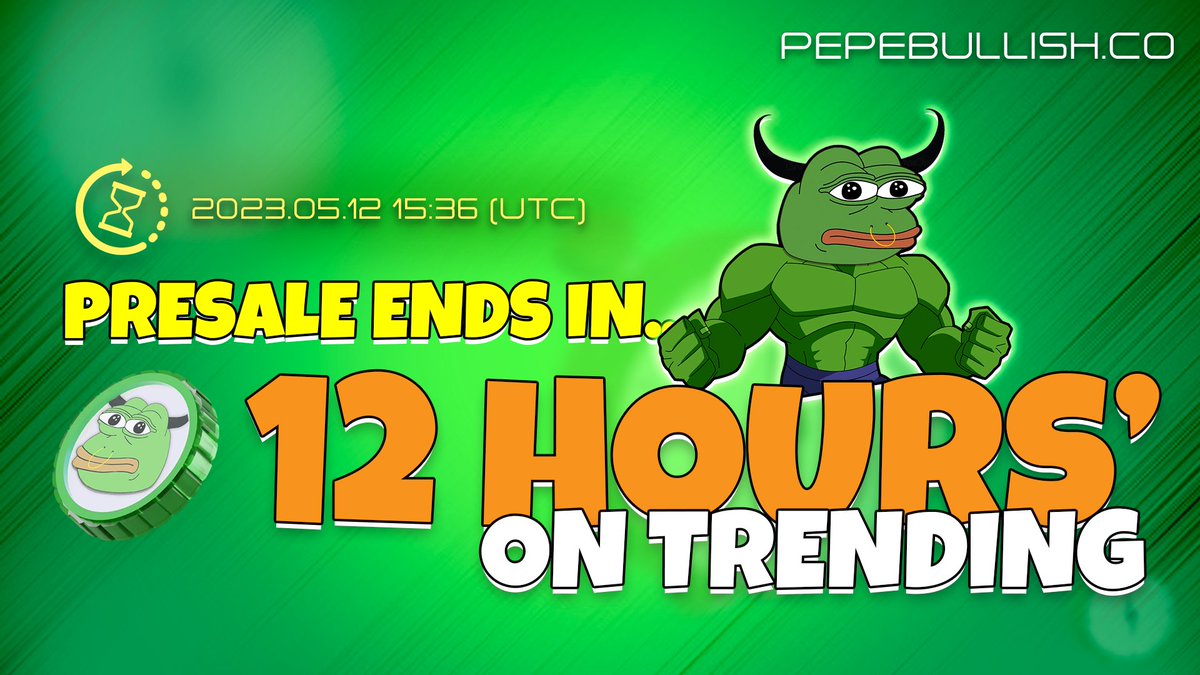 ⏰ PRESALE ENDS IN 12 HOURS ⏰

Buy now or cry later! 

‼️ Fill it people: pinksale.finance/launchpad/0xb9…

#memecoin #MemeCoinSeason #PEPEBULLISH