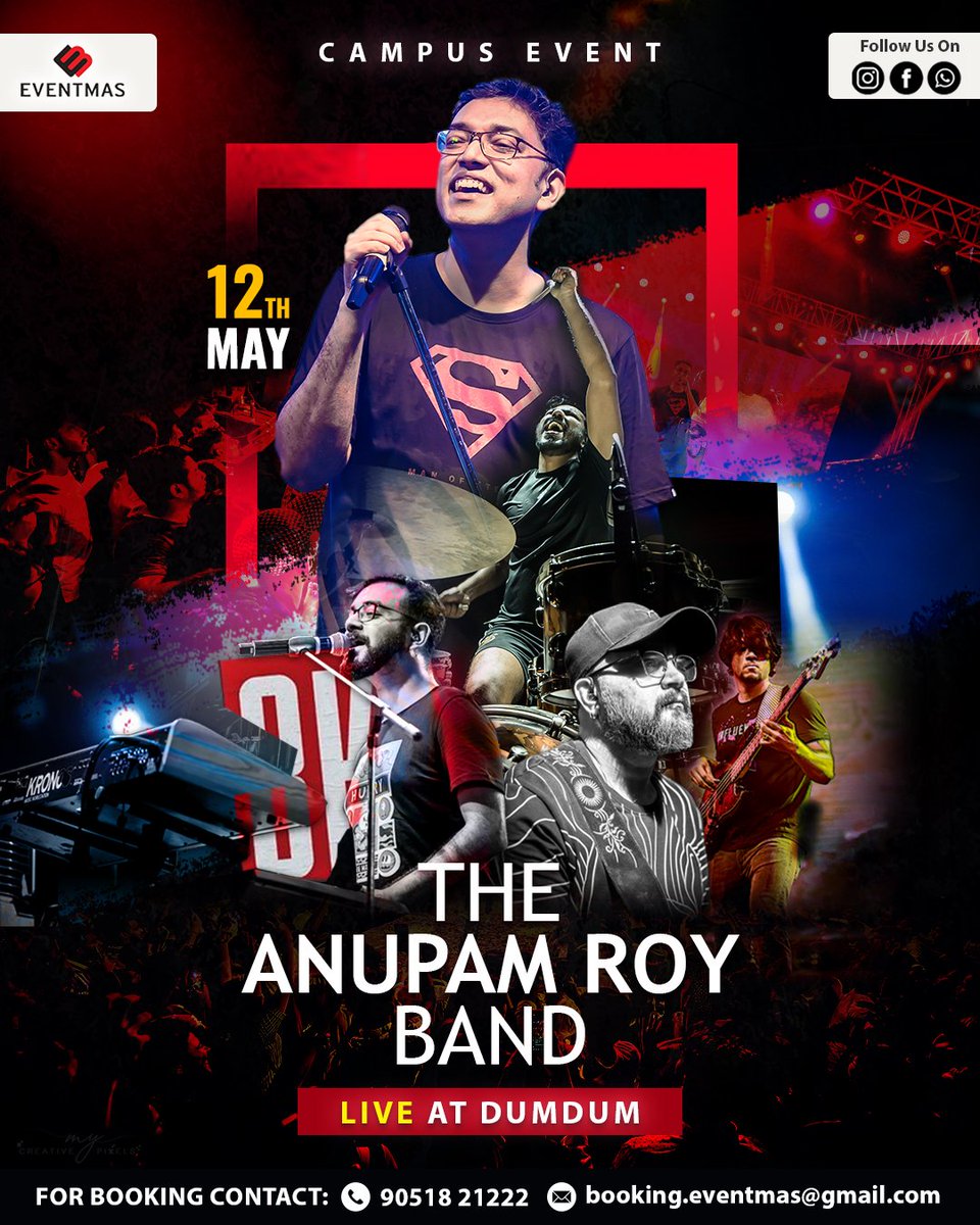 EventmasIndia's tweet photo. Rocking out to the sound of the live music with The @aroyfloyd Band tonight at Dumdum !
.
.
#AnupamRoy #TARB #EventmasExclusive #CampusEvent #TeamEventmas #WeCreateYouCelebrate https://t.co/YMNZzOuHG2