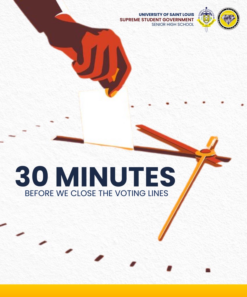 usl_seniorhigh's tweet photo. Nakaboto ka na ba?

30 minutes left before we officially close the voting lines

Make sure to vote. Do not waste the chance, GEMs!

#USLSHSHalalan2023 https://t.co/LqEOjGyfPi