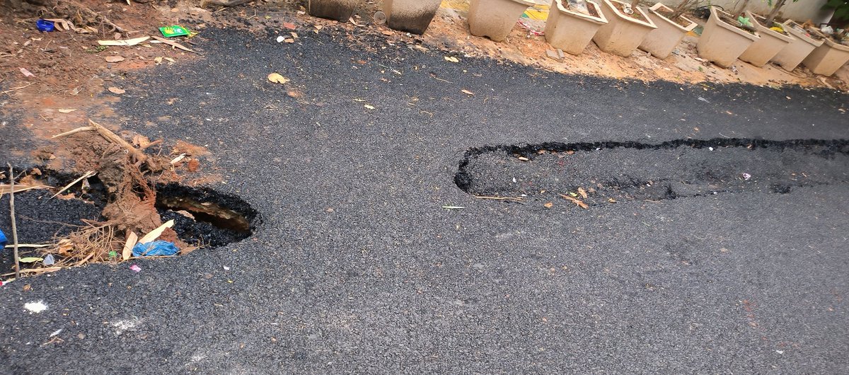 rs_acharya's tweet photo. Did we deserve this on the day of voting in Bengaluru? This road of 250 meter length was laid 2 weeks back and several deep trenches appeared on the day before voting. https://t.co/lTAZhJCGiq