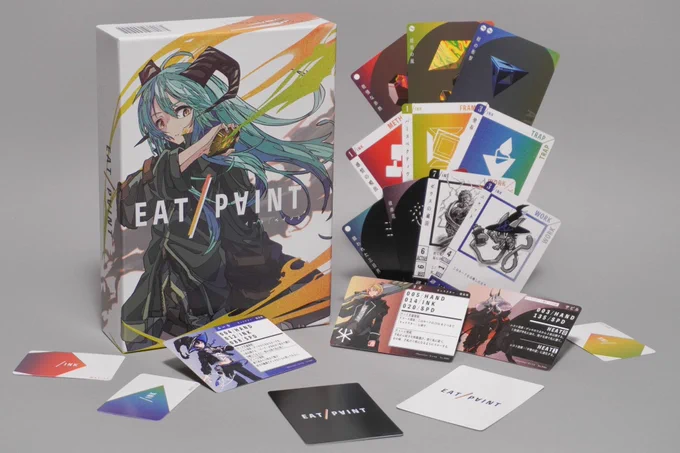 その他にも、パッケージ、キャラデザを担当したYUTRIO()の新作EAT/PAINTやいかしおのこさん()のボドゲ少女漫画にイラスト寄贈させていただいてます!!  そちらも是非お立ち寄りください