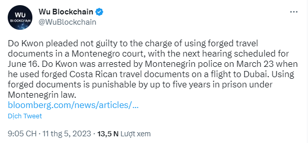 Do Kwon của Terraform không nhận tội làm giả hộ chiếu

Các luật sư của Kwon và Han đề xuất rằng họ được tại ngoại với số tiền 437.000$ mỗi người, và tòa án cho biết họ sẽ quyết định “trong thời hạn pháp lý”.