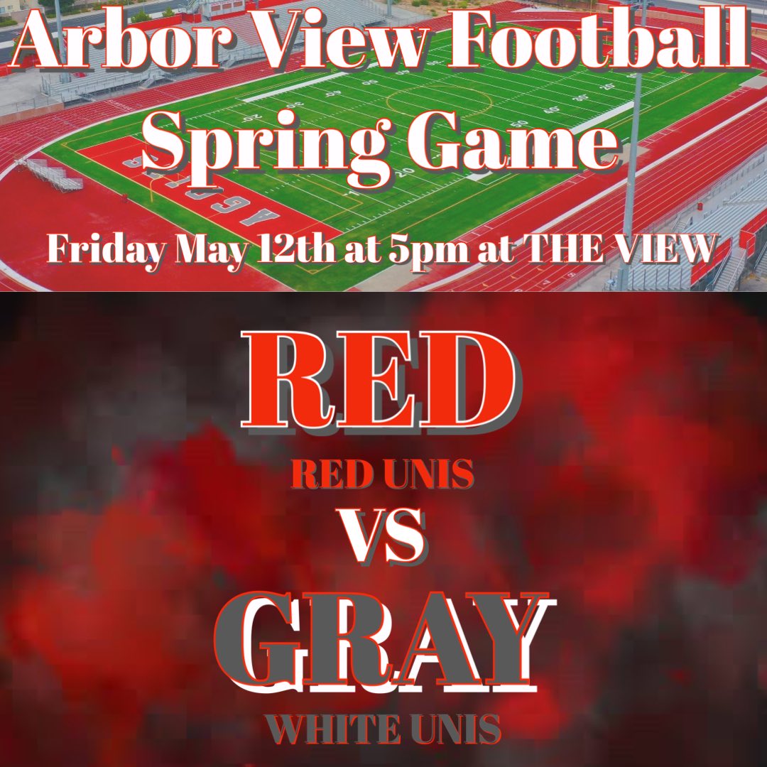 RED vs GRAY Spring Game! Friday @ 5pm @ THE VIEW!