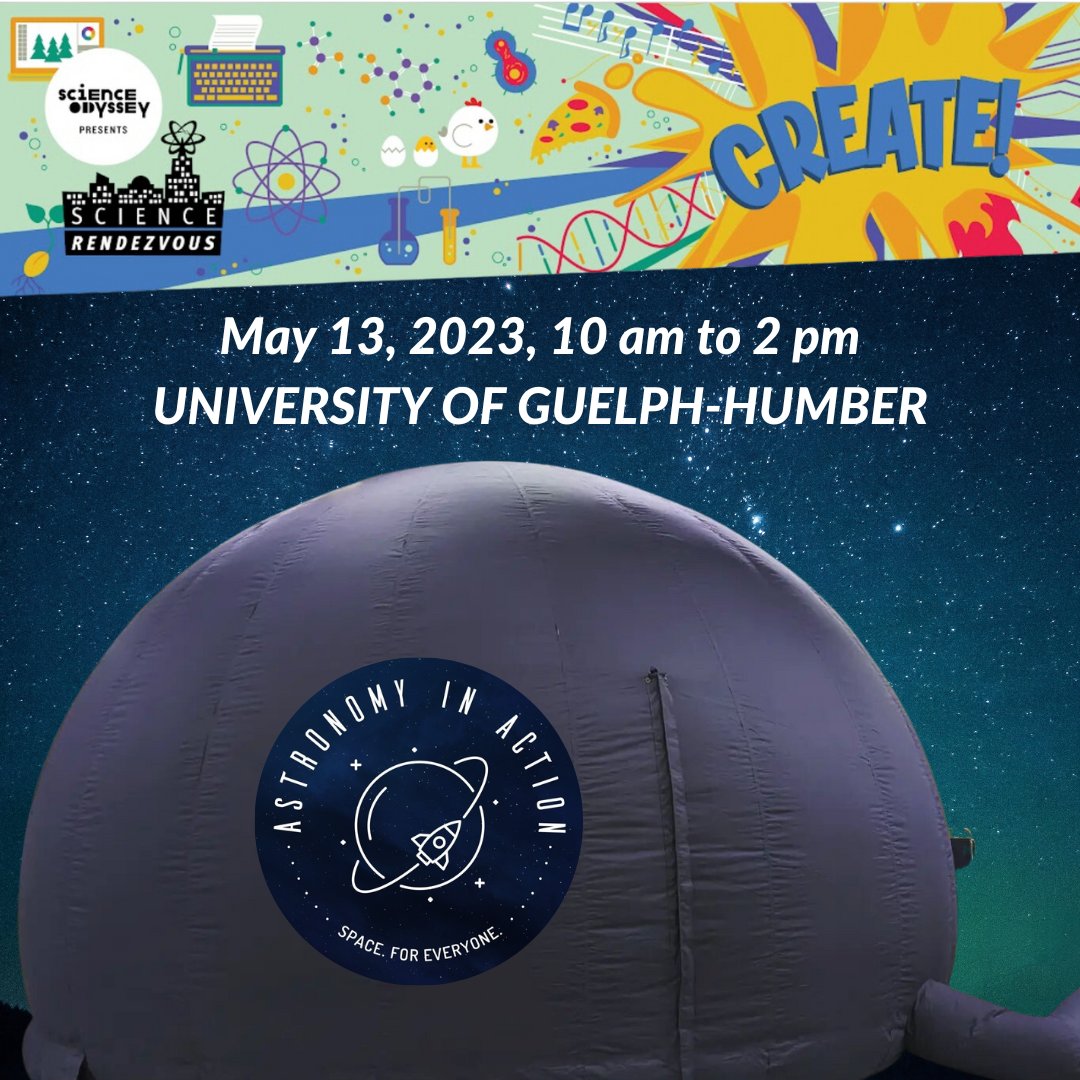 Let's Get Together (@gettogetherto) on Twitter photo The Science Rendezvous at #UofGH will host 40+ activities this weekend, including <a href="/AstroInAction/">Astronomy in Action</a> indoor planetarium (station #18)! Activities will include All About Craters & Planet Identification. Register at guelphhumber.ca/science-rendez…
#SciRen @ghsciencer #OdySci <a href="/sci_rendezvous/">Science Rendezvous</a> The Science Rendezvous at #UofGH will host 40+ activities this weekend, including <a href="/AstroInAction/">Astronomy in Action</a> indoor planetarium (station #18)! Activities will include All About Craters & Planet Identification. Register at guelphhumber.ca/science-rendez…
#SciRen @ghsciencer #OdySci <a href="/sci_rendezvous/">Science Rendezvous</a>