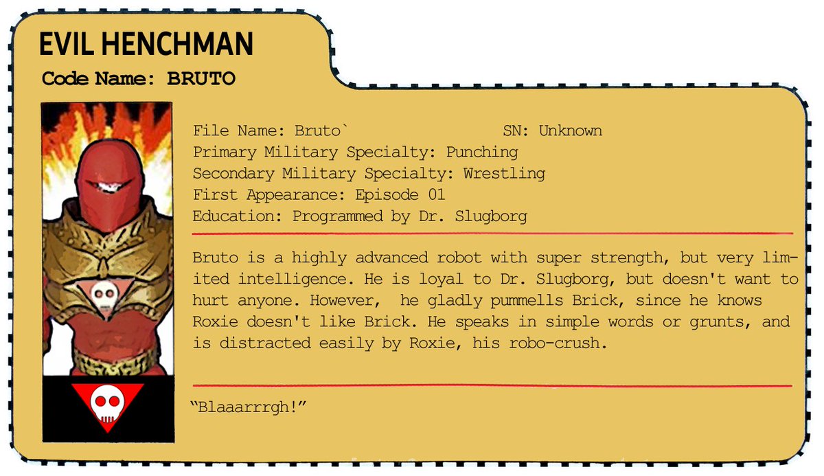 TheCactusJamie's tweet photo. Dr. Slugborg's loyal henchman Bruto hates Brick, but loves Roxie's curves: https://t.co/dwSv3vWcFQ