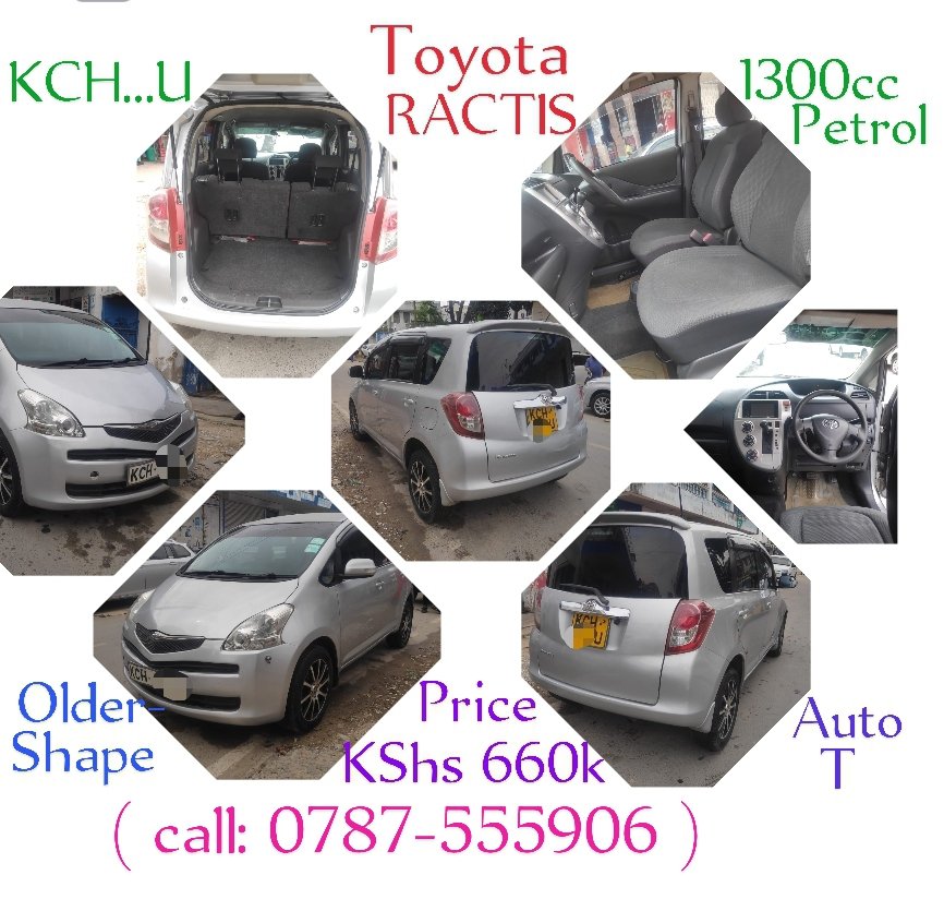 ArthurMbugwa2's tweet photo. SILVER- TOYOTA RACTIS
KCH..U
Call: 0787-555906
Reverse Cam
1300cc
Petrol
Alloy Rims
Auto T
Location Mombasa π΄
Price KShs 660k
#MainaAndKingangi #ZullyNaShugaboy #SearchIsLife Martin Dunford Canivore Duka #TransactBilaCharges Bonfire #ProphetDrOwuorInBrazil
#ForTheRecordLaunch https://t.co/VdLI7fV7bG