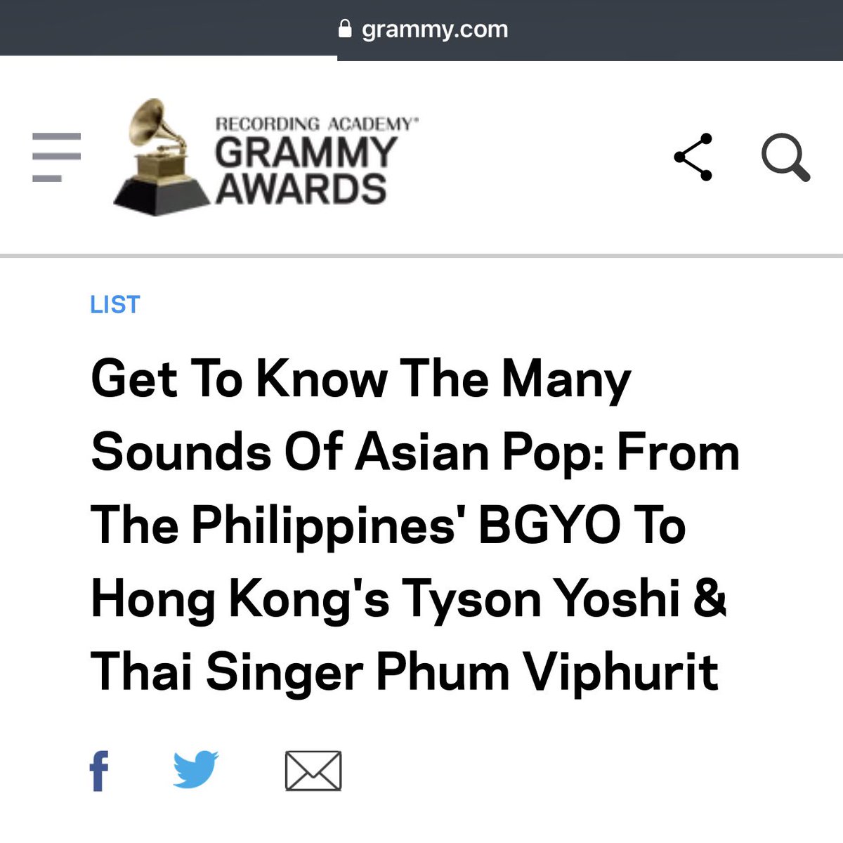 ABSCBNNews's tweet photo. LOOK: Grammys website features P-pop boy group BGYO in article about Asian pop, alongside acts from South Korea, Japan, and Thailand, among others. 

The “Tumitigil Ang Mundo” hitmakers are cited for “redefining what it means to be a boy band in the Philippines.” | @migueldumaual https://t.co/AGZPrqEf36