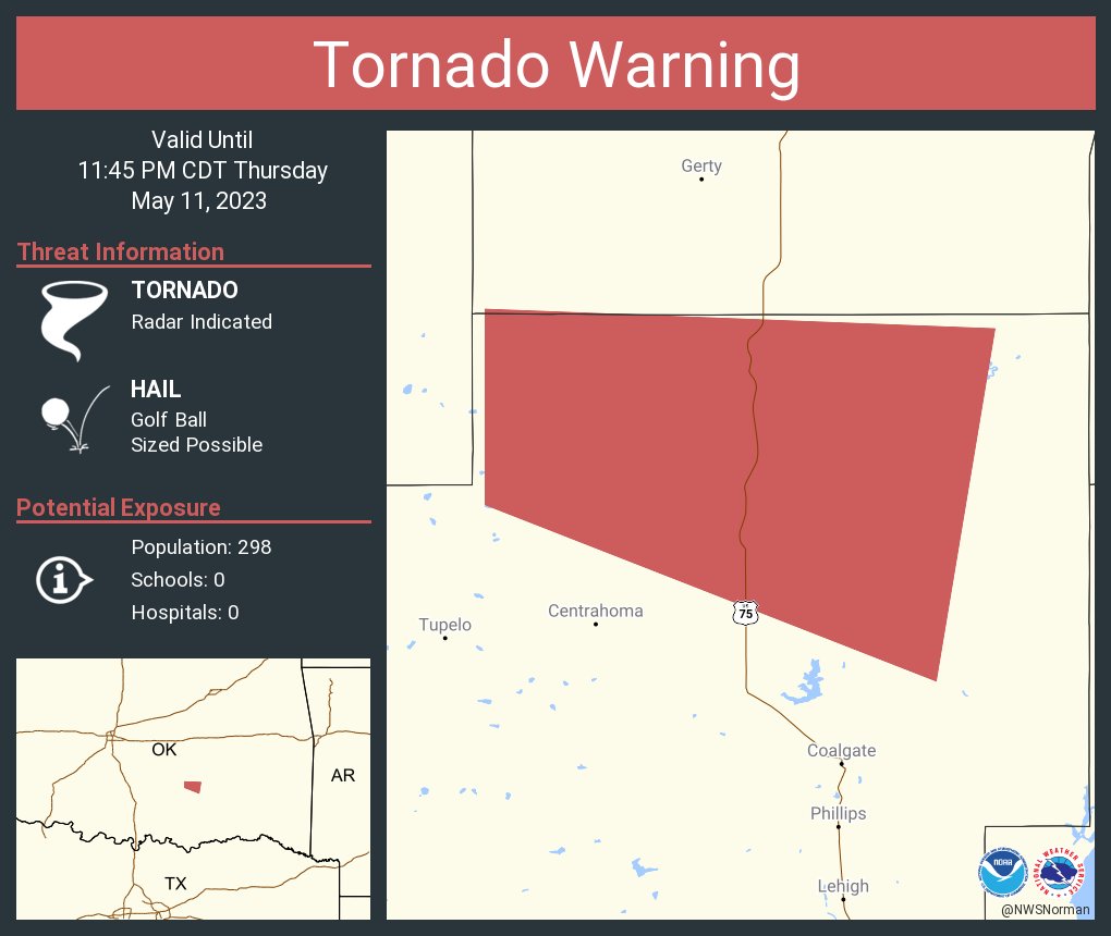 NWS Tornado on Twitter "Tornado Warning continues for Coal County, OK