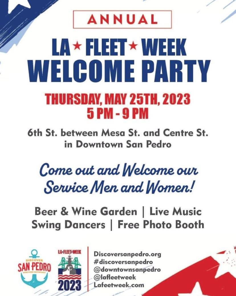 starzenith33's tweet image. Downtown San Pedro's annual WELCOME PARTY for #LAFleetWeek23 is just days away. Join us on 6th St as we host a BEER 🍺 & wine 🍷 garden, live music, dancing and more. Come give a warm welcome to our service personnel THURSDAY, MAY 25th from 5-9 PM!
See you there!
#LAWaterfront