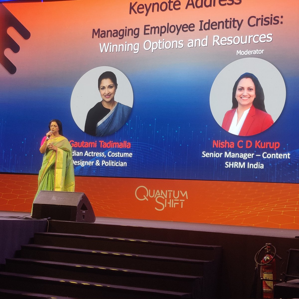 'Identity is the cornerstone but the bane of life! ' - @gautamitads alludes to the vulnerability&complexity of 3 personnas we need to simultaneously manage today more than ever -professional, personal& social. Need to be clear on 'who am I?' And anchor rightly. #SHRMTECH23