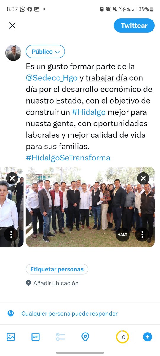 Es un gusto formar parte de la <a href="/Sedeco_Hgo/">Desarrollo Económico</a> y trabajar día con día por el desarrollo económico de nuestro Estado, con el objetivo de construir un #Hidalgo mejor para nuesta gente, con oportunidades laborales y mejor calidad de vida para sus familias.
#HidalgoSeTransforma