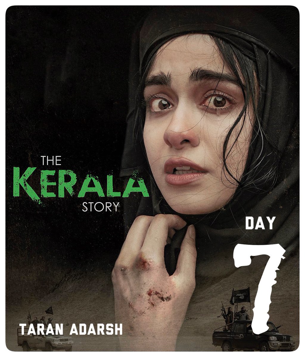 #TheKeralaStory puts up a PHENOMENAL TOTAL in Week 1… Day-wise biz - especially on weekdays - is an EYE-OPENER… Fri 8.03 cr, Sat 11.22 cr, Sun 16.40 cr, Mon 10.07 cr, Tue 11.14 cr, Wed 12 cr, Thu 12.50 cr. Total: ₹ 81.36 cr. #India biz. Nett BOC. BLOCKBUSTER. #Boxoffice