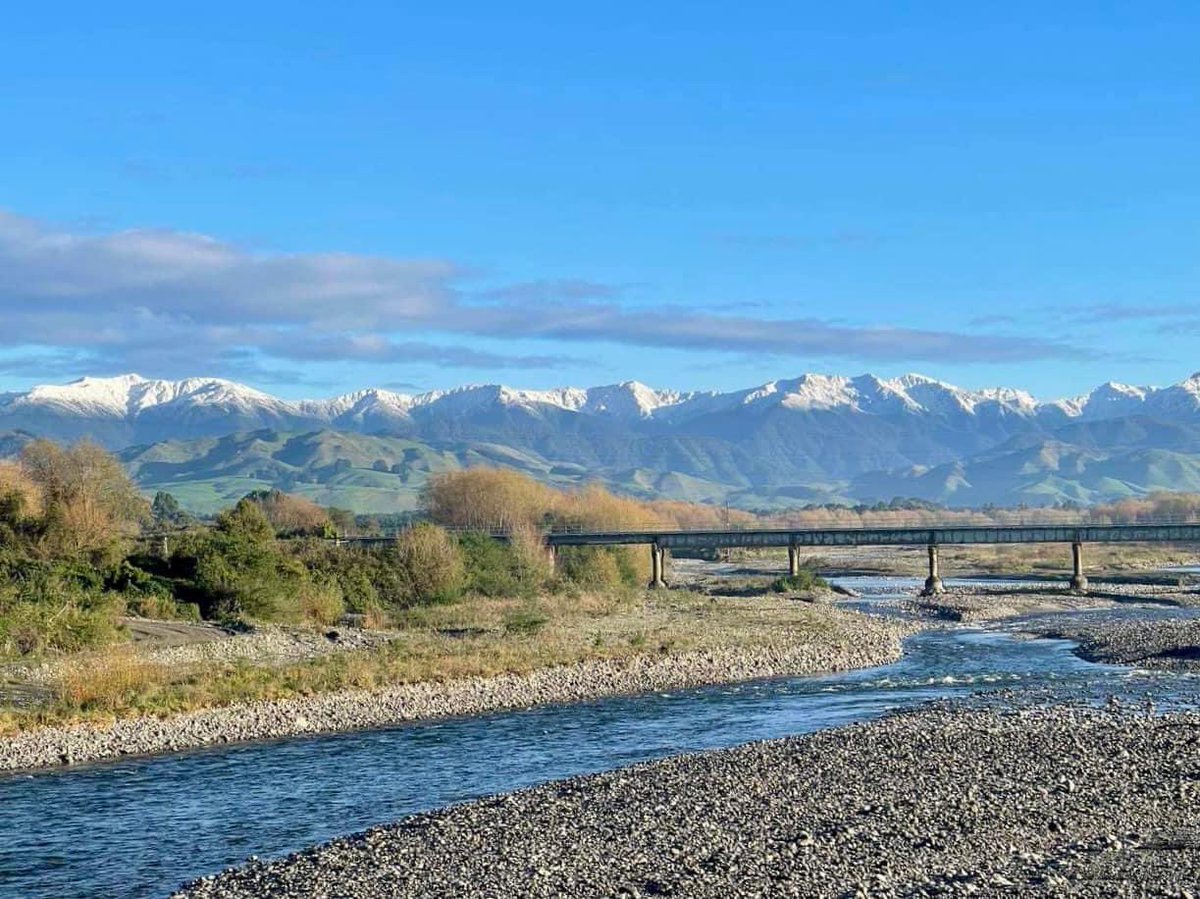 Trevor_FJ's tweet photo. This view over the Taratahi plains close to the orchard shows the nature of the alluvial plains. Thin Liam over pebbles and boulders with some clay and silt. Great for the apple and pear trees. #orchard #taratahi #cider #apple #perrypear https://t.co/98yE8GG1iO