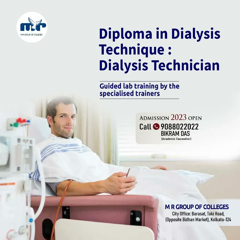 MRKnowledgeCamp's tweet photo. ◾ Looking For The Best College To Study Diploma in Dialysis Technician (DDT)?
◾ M.R COLLEGE OF MANAGEMENT AND ALLIED HEALTH SCIENCES  (a unit of M.R Group of Colleges And Hospitals) is Your One Stop Destination! 

#diplomaindialysistechnician
#diplomaindialysistechnology #ddt https://t.co/CujW0jb5gC