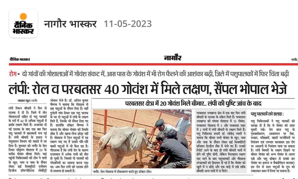 4वर्षों से लंबित हैं पशुचिकित्सक भर्ती, सरकार गंभीर नहीं है, 2022 मे लंपी बीमारी से लाखों गायें मरी थी और अब पुनः लंपी ने दस्तक देदी है, राज्य में 70% डॉक्टर के पद खाली है,7 माह से फैंसला कोर्ट में सुरक्षित हैं कोई सुनने वाला नहीं ।<a href="/ashokgehlot51/">Ashok Gehlot</a> <a href="/artizzzz/">Arti Dogra</a> <a href="/TheUpenYadav/">Upen Yadav (मोदी का परिवार)</a> <a href="/8PMnoCM/">राजस्थानी ट्वीट</a>