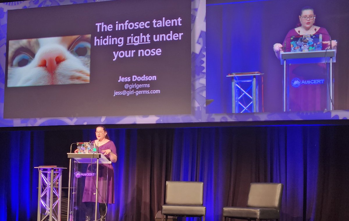 Mike Holm (@_mike_holm_) on Twitter photo With a wave of her digital wand, she can make hackers disappear in a puff of logic... The amazing <a href="/girlgerms/">👩💻🧙♀️ Jess 'GirlGerms' Dodson</a> at #AusCERT2023 With a wave of her digital wand, she can make hackers disappear in a puff of logic... The amazing <a href="/girlgerms/">👩💻🧙♀️ Jess 'GirlGerms' Dodson</a> at #AusCERT2023