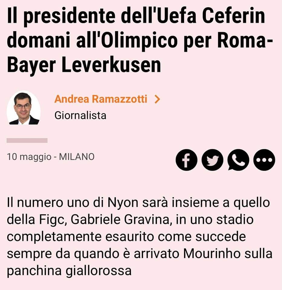 Non ricordo a memoria un presidente dell'Uefa che viene in Italia a vedere le partite delle squadre italiane nelle coppe.
Che "fortuna" avere amico questo #Ceferin.
Ma nessuno nota queste buffonate?
#CeferinOut e #GravinaOut
#Uefa e #Figc = #CIRCOdellaVERGOGNA
