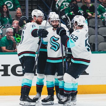 Larsson, Eberle and Kartye celebrating goal together