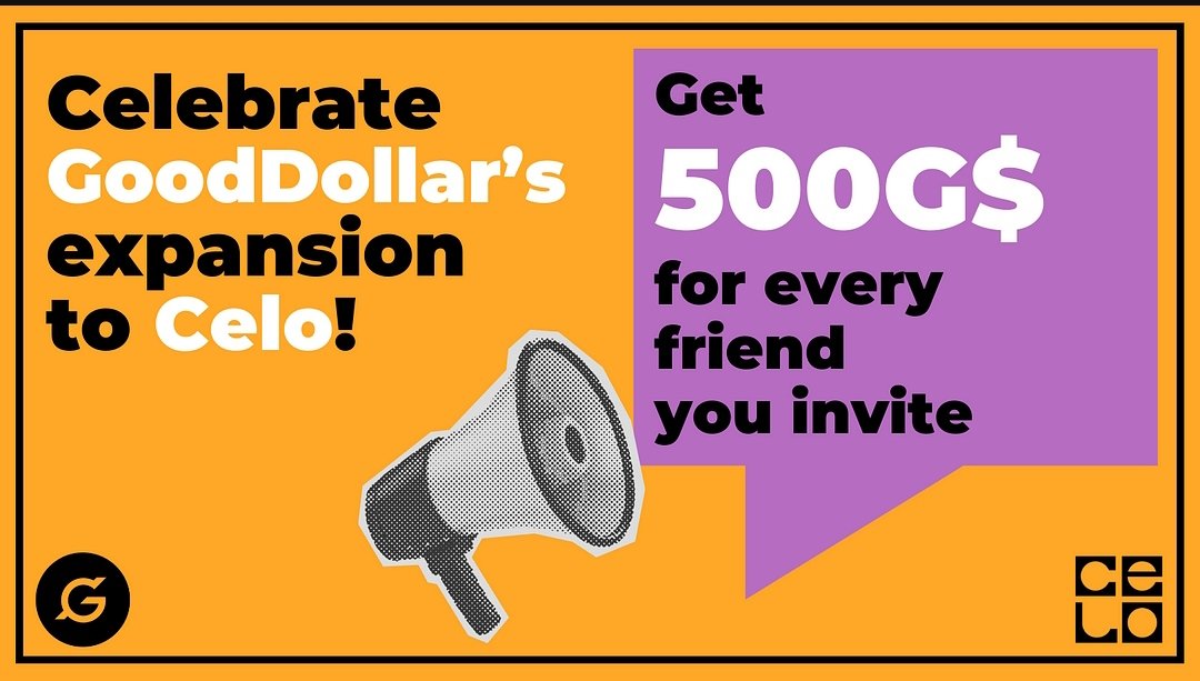 GoodDollarNaija's tweet photo. INVITE AND EARN
@GoodDollar has extended to the #Celo #blockchain 😊, allowing the #GoodWallet to operate on #Celo as well. The @gooddollarorg #community is thrilled about these developments and has decided to give more to the community for inviting friends to claim. https://t.co/n6alYaOIHr