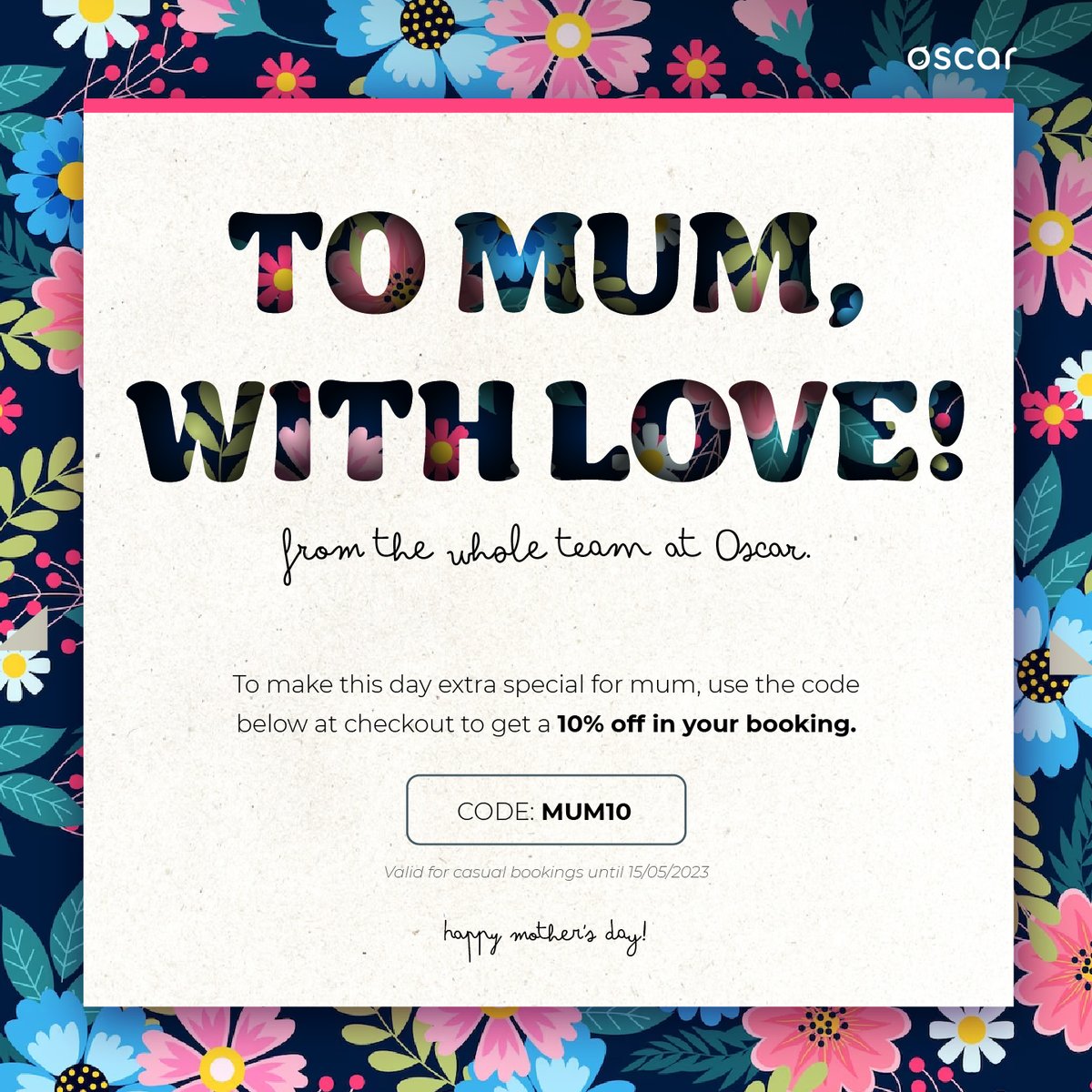 sharewithoscar's tweet photo. Celebrate Mom's Day with Share with Oscar!! Use the code MUM10  and get 10% off on your booking until Monday

Happy Mother's Day to all the amazing mums out there!
.
.
.
.
#sharewithoscar #oscar #lookbookpark #parkingaustralia #mothersday https://t.co/bqV5W5uWzO