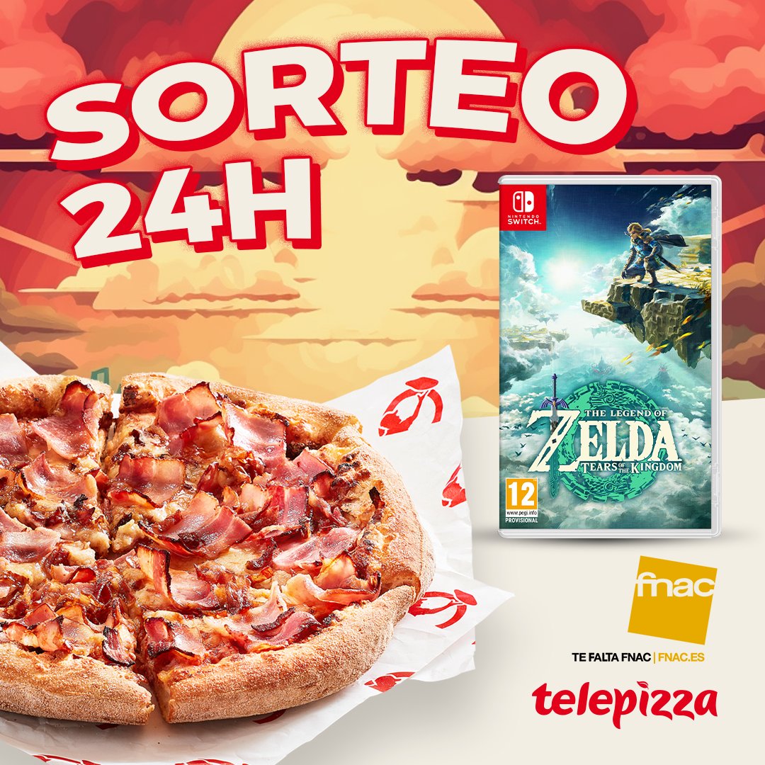 🍕👾SORTEO 24H🍕👾
Como lo prometido es deuda… sé el primero en jugar al Zelda Tears of Kingdom, ¡TE LO REGALAMOS!💣 Con <a href="/Fnac_ESP/">Fnac España</a> sorteamos 1 juego y 3 pizzas para 1 GANADOR  💣Para participar:
☝🏻Síguenos a ambos
☝🏻RT
☝🏻Me gusta
☝🏻Menciona a un amigo

#FnacxTelepizzaxZelda