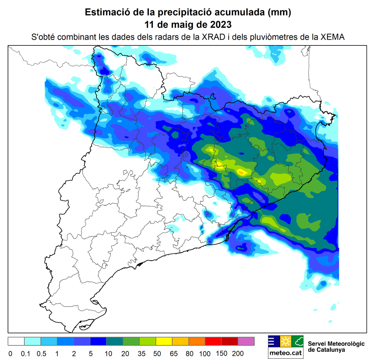 meteocat's tweet image. Els xàfecs i tempestes d'ahir dijous van deixar quantitats superiors als 20 mm a diversos sectors de les comarques del nord-est, amb algunes registres de més de 40 mm:

53 mm a Taradell #Osona
43 mm a #Breda #laSelva
42 mm a #Mataró - Can Canyelles #Maresme