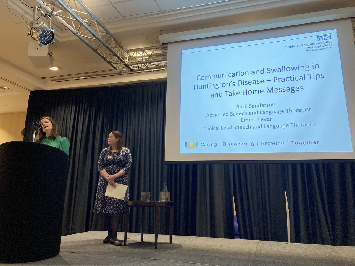 DukeLynsay's tweet photo. After a quick break we are back with Emma Lever and Ruth Sanderson talking about practical tips for communication and swallowing. #HDstudyday23 #walkergatepark @CNTWNHS https://t.co/4dLF4xkf46
