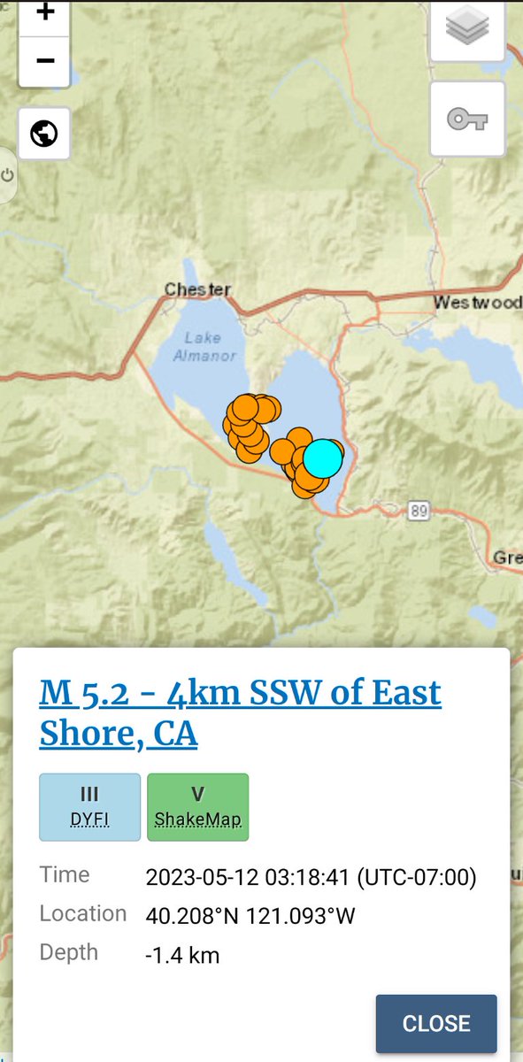 Aaaand again.... 5.2 at 318am PDT Lake Almanor #earthquake