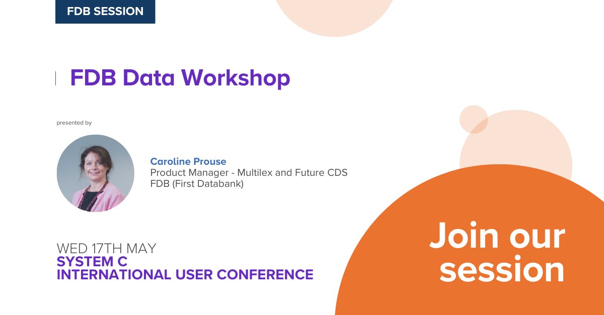 FDB_UK's tweet photo. Weβre really looking forward to the @System_C #MedicinesManagement International User Conference next week!
If youβre attending, why not join our data workshop session? Follow the link below to learn more π
https://t.co/cKkyTwp2fe
#FDBMultilex #clinicaldecisionsupport #FDB https://t.co/d5x5aiuYOK