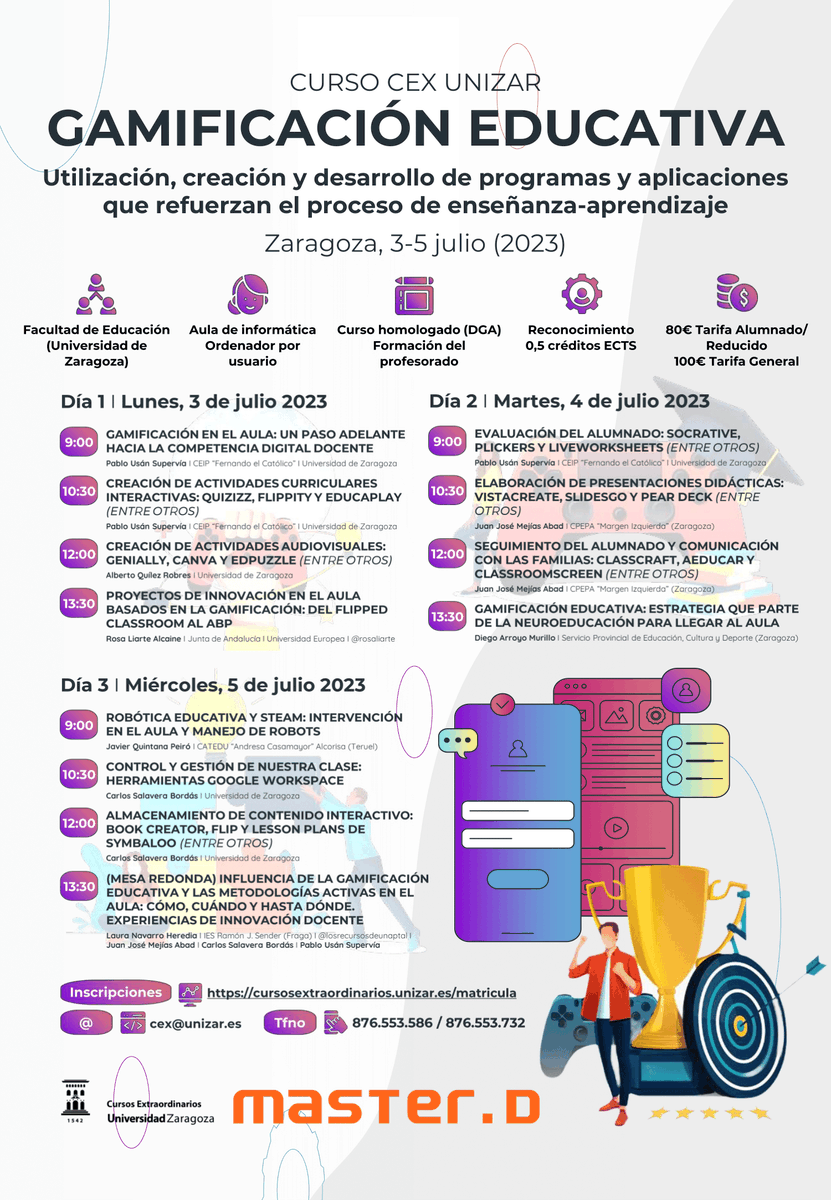 🚀En el próximo mes de Julio tendré la oportunidad de compartir ponencia sobre #gamificación en <a href="/unizar/">Universidad Zaragoza</a> @FacultadEducaUZ  con numerosos ponentes de lujo. <a href="/juanroyoabenia/">Juan Royo Abenia Goyanes Tul</a> <a href="/Su_delRio/">Susana del Río</a> <a href="/carmeniglesiasb/">Carmen Iglesias 🙋</a> <a href="/tomasguajardo/">Tomas Guajardo</a> <a href="/JBerdones/">José María Callejas Berdonés</a> <a href="/criscarretero1/">Cristina Carretero G. 🌐</a> <a href="/carmenpellicer_/">Carmen Pellicer</a> <a href="/juandoming/">juandoming</a>