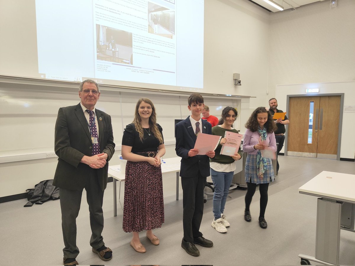 Maths Education Merseyside (@mem_charity) on Twitter photo These students won second prize with distinction. It was very difficult to distinguish our first place winner. Presented by chair Barry Grantham and vice chair <a href="/MrsEvansMaths16/">Mrs Evans</a>
Congratulations
<a href="/WestKirbyGS/">West Kirby Grammar School</a>
<a href="/CransleySchool/">Cransley School</a>
<a href="/LiverpoolBCS/">The Blue Coat School</a> These students won second prize with distinction. It was very difficult to distinguish our first place winner. Presented by chair Barry Grantham and vice chair <a href="/MrsEvansMaths16/">Mrs Evans</a>
Congratulations
<a href="/WestKirbyGS/">West Kirby Grammar School</a>
<a href="/CransleySchool/">Cransley School</a>
<a href="/LiverpoolBCS/">The Blue Coat School</a>