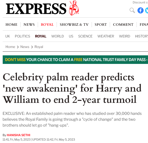 This isn't journalism and this isn't news. In order to continuously write stories about Meghan Markle and Prince Harry, we have these #HateForHireJournalist  contacting Astrologers and palm readers to cook up stories.

They don't report the news, they create it.