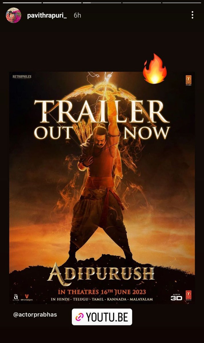 PrabhasNetwork_'s tweet photo. Just being a Fan Girl Things 😍❤️
  -- #PavithraPuri Gaaru Insta Stories ❤️

https://t.co/CulKUXLcaT

Jai Shri Ram 🙏❤️ #AdiPurush
#Prabhas #AdipurushTrailer https://t.co/kiMTjGvU2M