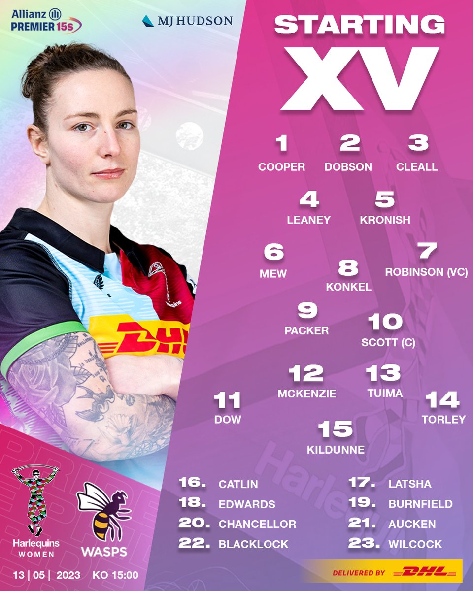 🤩 Your Harlequins side to face <a href="/waspswomen/">Wasps Women</a> in The Game Changer 👏

🌍 Internationals Return
🏴󠁧󠁢󠁳󠁣󠁴󠁿 Konkel starts following renewal
🫡 Scott captains from 10

📦 Delivered by <a href="/dhlexpressuk/">DHL Express UK</a> 

📲 bit.ly/44UeV4j

#COYQ <a href="/MJHudsonCorp/">MJ Hudson</a>