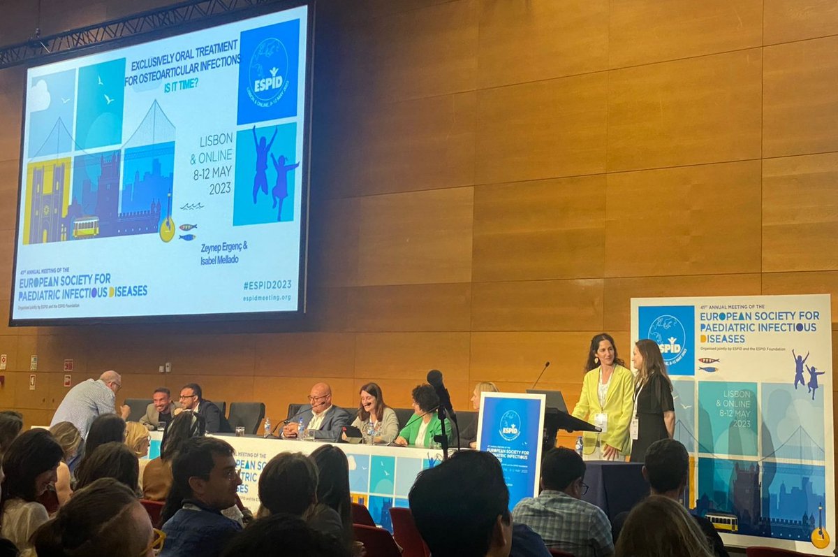 IsabelmelladoMD's tweet photo. I loved debating about exclusively oral treatment for osteoarticular infections in children. Thank you @ESPIDsociety for this unique opportunity! #YEdebate #ESPID2023 @surf4children https://t.co/1yZR37ghN9