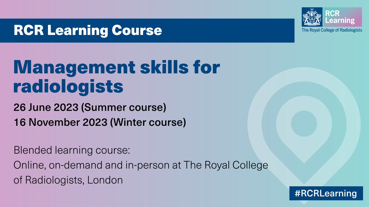 Calling all existing and aspiring clinical leaders and directors in radiology 📣

Join us for this blended learning course and get updates on the essential management tools to run an efficient and effective department.

Book now: bit.ly/3B3X513 

<a href="/ClinRadiology/">Clinical Radiology</a> <a href="/_the_SRT/">The Society of Radiologists in Training</a>
