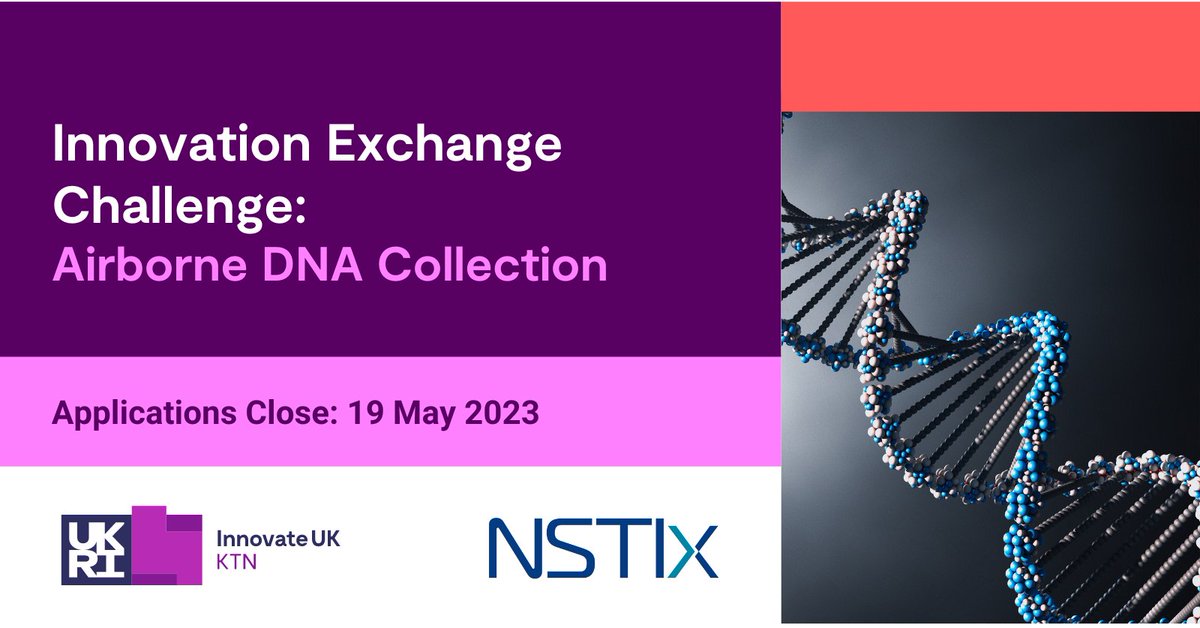 IUK_Defence's tweet photo. 🚨Last chance to apply! #NSTIx is seeking ways to capture &amp; process #DNA samples from enclosed spaces remotely. Have the skills, knowledge, and desire to collaborate &amp; make an impact? Apply now for up to £60k &amp; join us in solving this critical challenge > https://t.co/4Ad3sUN32v https://t.co/cyugq5dKBX