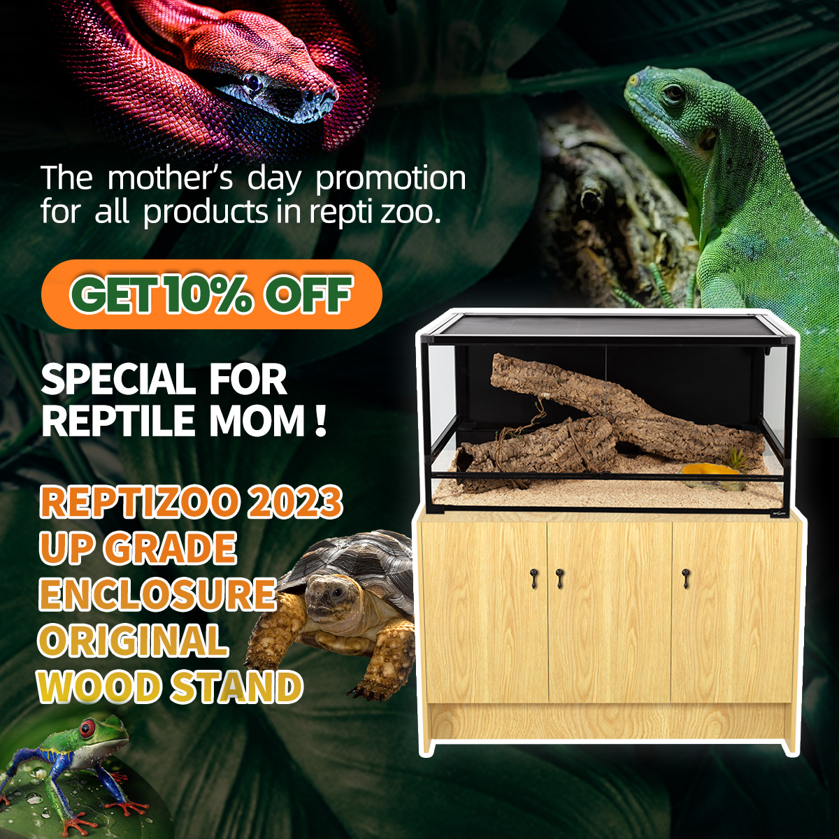 At Least Get 10% off the Mother’s Day Promotion for all products in REPTI ZOO

1). 10% off For ANY orders! CODE: RZ17
2). 12% OFF On Orders Over $2399, CODE: EMAKH
Learn More:🪱🐍🐢🦎 reptizoo.store
#tank #promotion #enclosure #reptiles #reptilesofinstagram #reptizoo