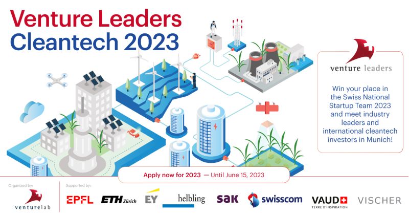 Are you one of the top #Cleantech startups in Switzerland? Apply now until 15 June to be one of the 10 members of #VLeadersCleantech for a rocking week in Munich - a hotspot for cleantech! Deadline 15.06 JuryDay 4.07 KickOff 17.08 Roadshow October 23-27 venturelab.swiss/index.cfm?page…