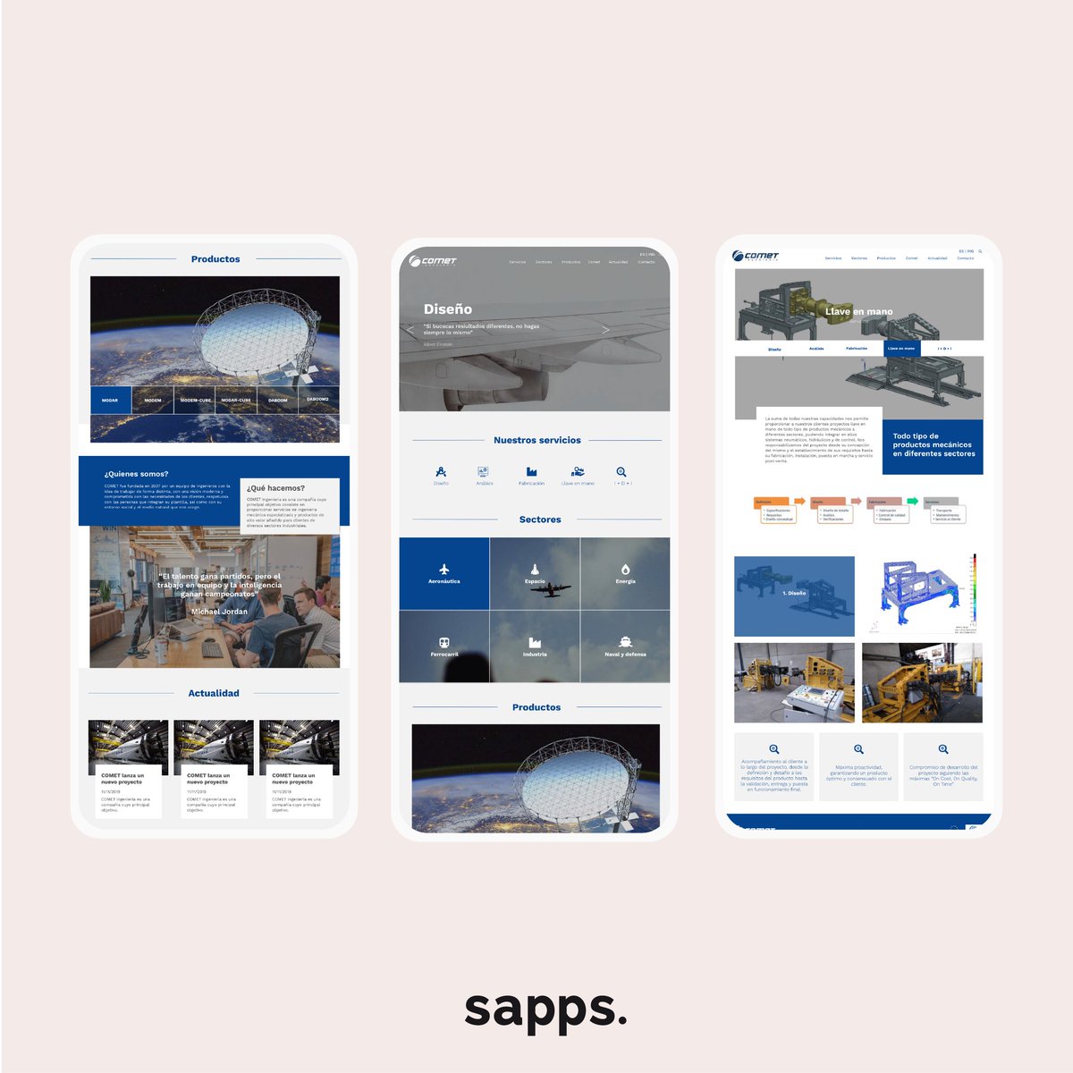 sappsestudio's tweet photo. Proyectos. Diseño UX/UI y desarrollo web.

COMET Ingeniería es una empresa valenciana que cuenta con más de  15 años de experiencia proporcionando servicios de ingeniería globales,  especializándose en el sector aeroespacial.

https://t.co/XnY1PGir2c https://t.co/KsQabEzKQJ
