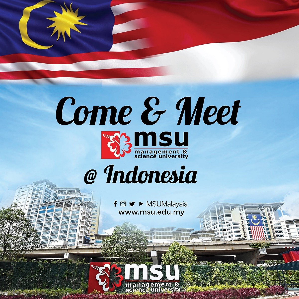 tkfong's tweet photo. Crossing over to Indonesia 🇮🇩 this May, come &amp; meet @MSUmalaysia 🇲🇾 at:
13/5 - Four Points Sheraton Jakarta, Thamrin
14/5 - Le Meridien Hotel Jakarta
16/5 - Sheraton Mustika Yogjakarta
17/5 - Mercure Hotel Padang
19/5 - Aston Hotel Batam
@EnrolmentMsu
@MSUGlobalAffair https://t.co/k0fTaPdpK6