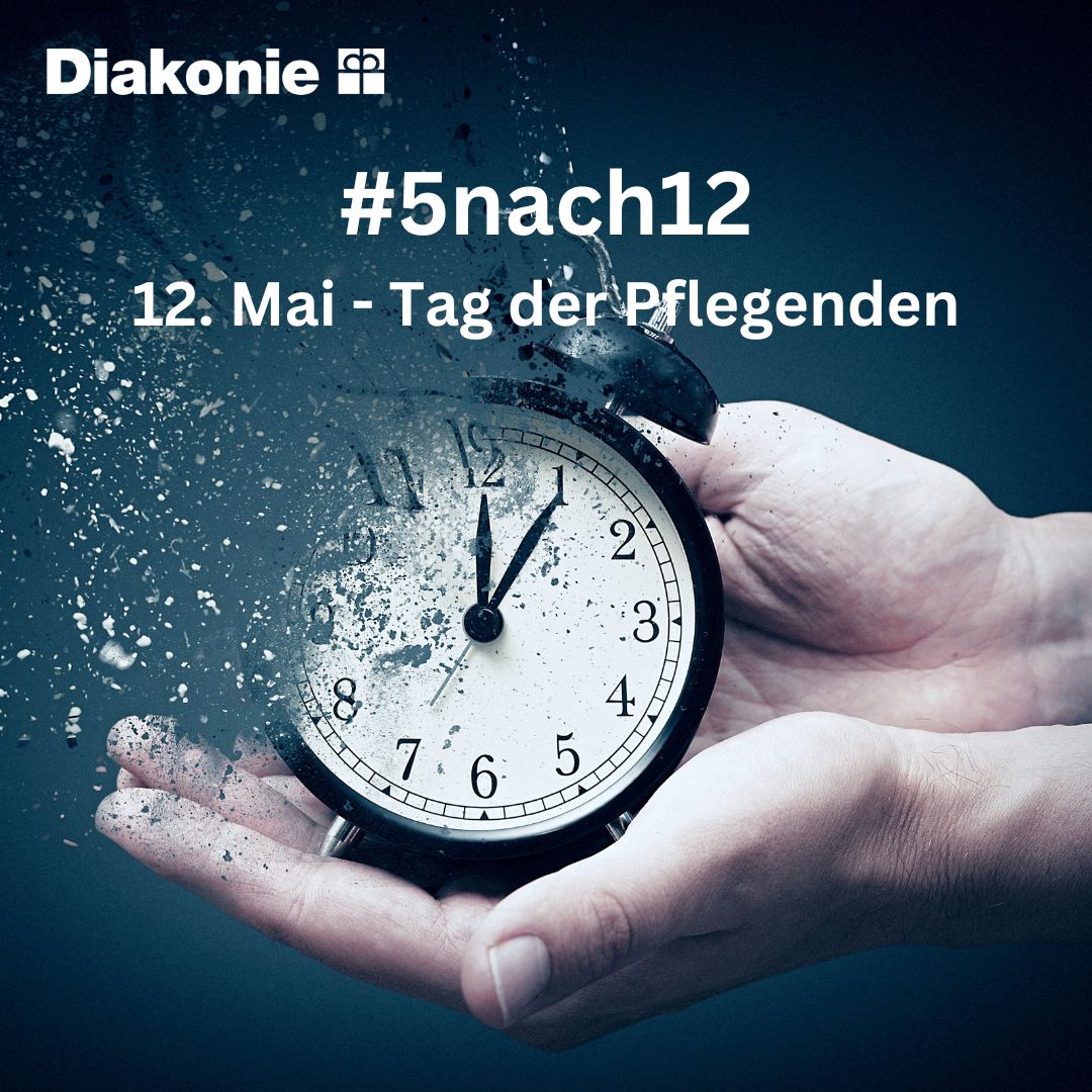 Es ist #5nach12 – Zeit zu handeln! Zum #TagderPflegenden werden wir gemeinsam laut und fordern bessere Bedingungen für die Arbeit in der Pflege. Dazu gehören faire Löhne, eine gute Vereinbarkeit von Beruf und Familie und Wertschätzung. 
#PflegeWirdLaut #PflegeSteht #ausLiebe