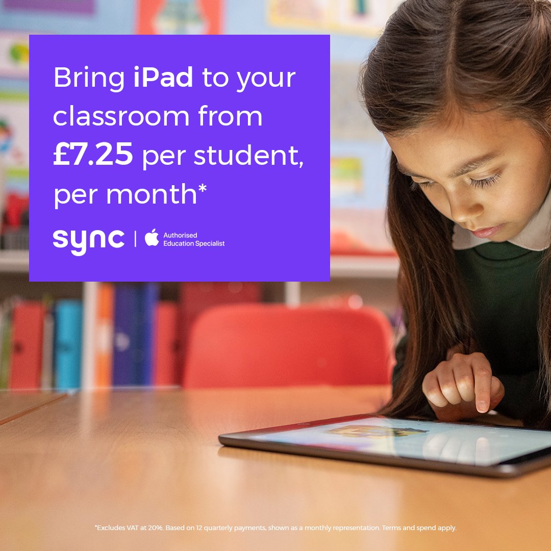 SyncStoreUK's tweet photo. Looking to increase engagement in the classroom?

We’ve been supporting schools with Apple technology for over 30 years. Whether it’s portability, productivity, or accessibility you’re after, Apple devices have got you and your students covered.

https://t.co/JsyNyzKZQk https://t.co/cCjgmI8PVM