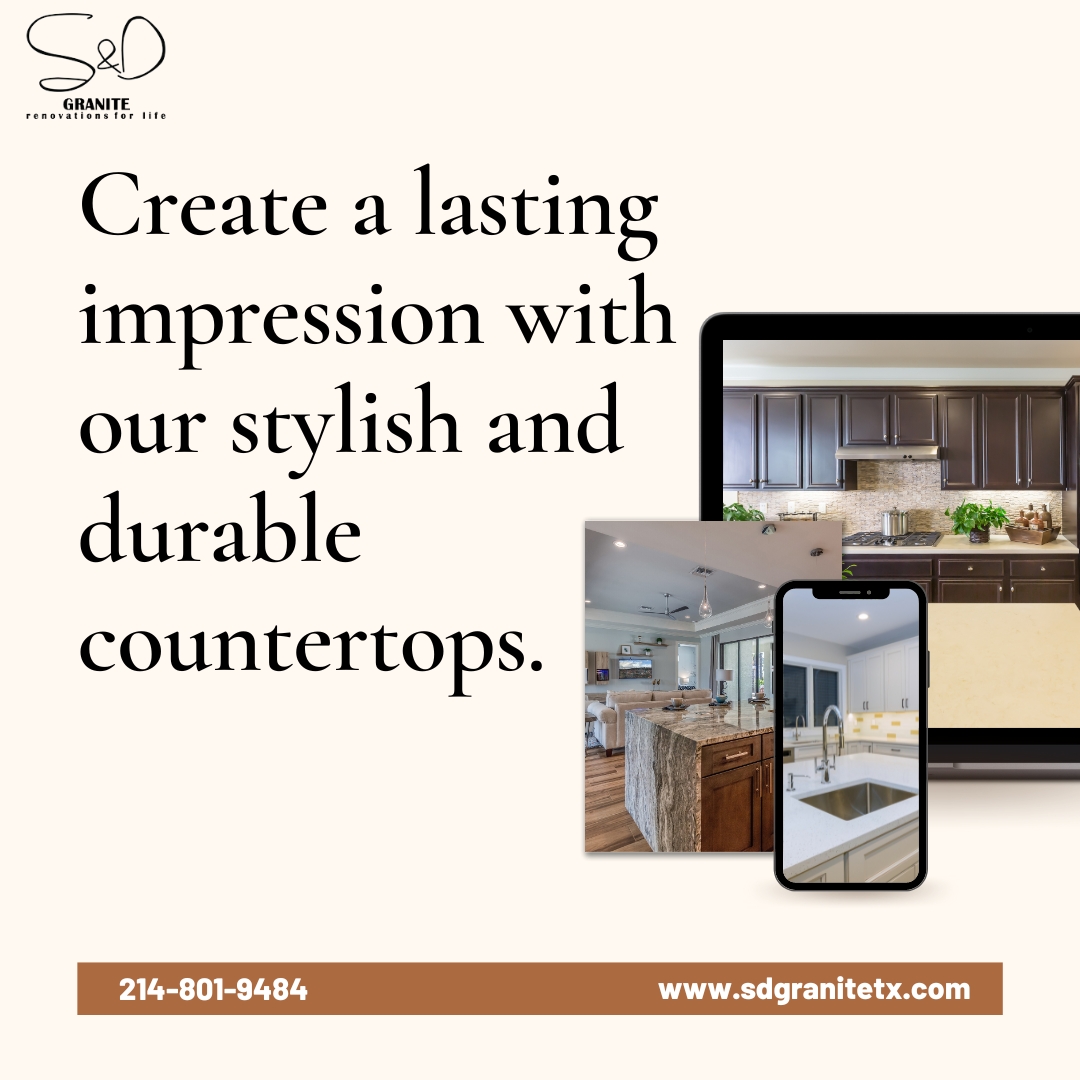 Experience the difference today! 

Visit - sdgranitetx.com
Call - 214-801-9484

#lastingimpression #stylishanddurable #timelessbeauty #longlastingquality. #exceptionaldesign #TransformYourSpace #CountertopGoals #UpgradeYourHome #StyleAndDurability
