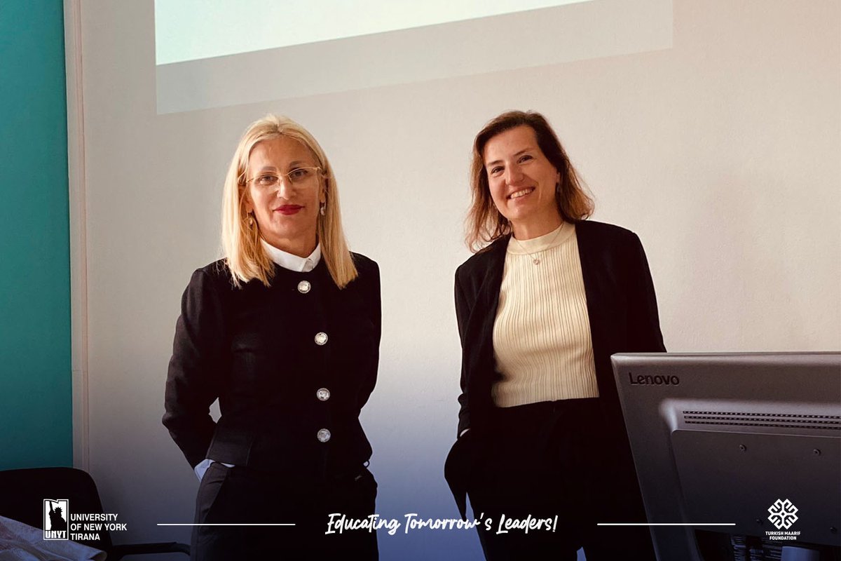 UNYT_Official's tweet photo. Excited to have Prof. Ozlem Tur, Head of Dpt. of International Relations at Middle East Technical University, speak at Prof. Mirela Bogdani's "Party Politics & European Integration" class. Thank you for sharing your expertise with us, Prof. Tur! #EuropeanIntegration #joinunyt https://t.co/yMGv8fpmMf